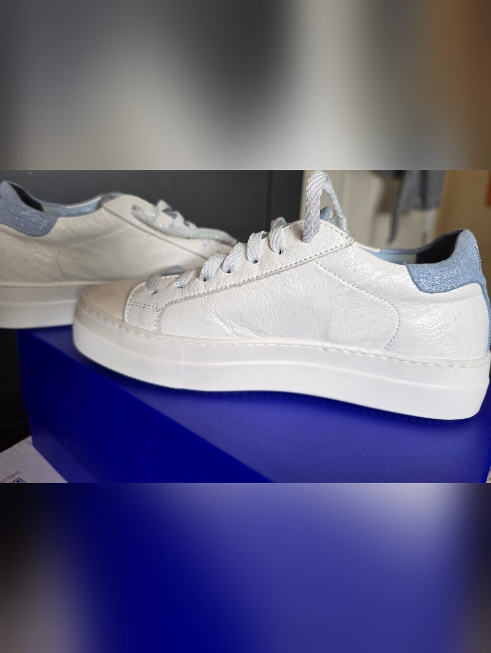 P488 Thea Women's Platform Sneakers Celeste/White 298 NEW size EU 37 U.S. 6.5 - Picture 4 of 10